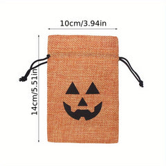 100pcs Halloween Pumpkin Bag Drawstring Cinch Gift Goods Bag