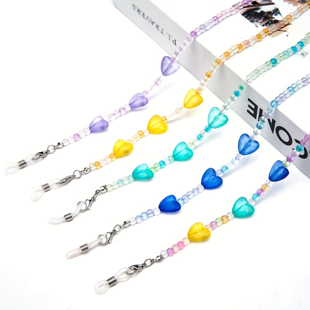 Heart Beaded Glasses Chain Acrylic Eyeglasses Lanyard Strap