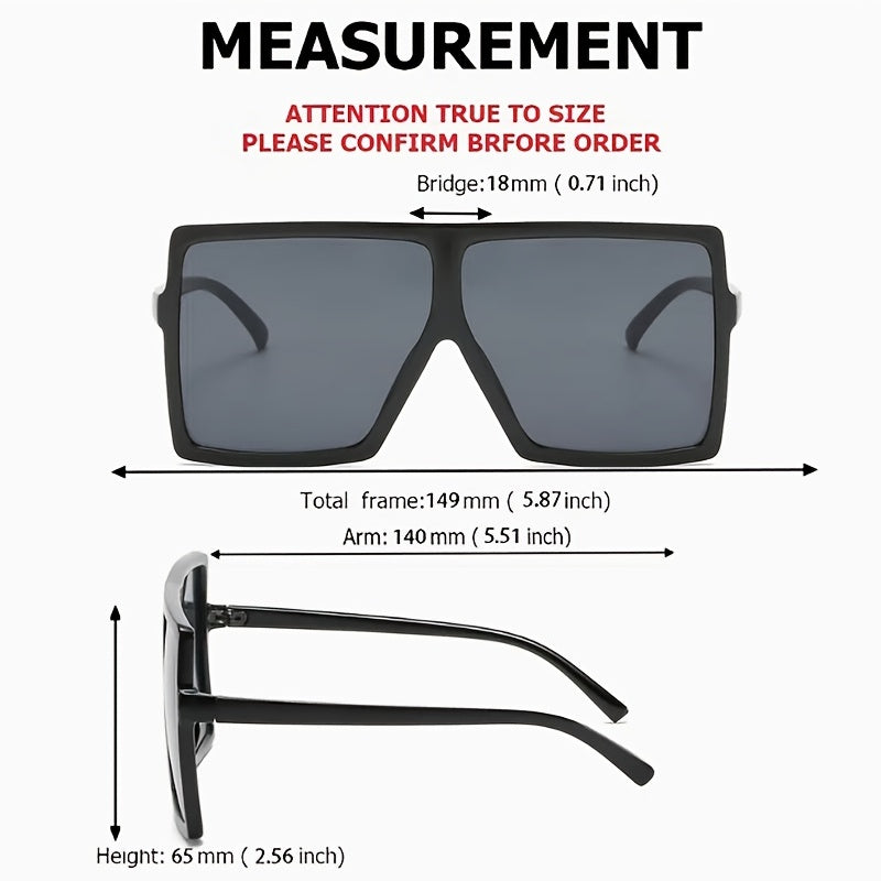 Square Oversized Frame Sunglasses Women Shield Glasses UV400 Protection