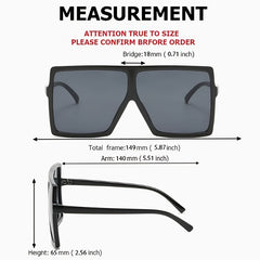 Square Oversized Frame Sunglasses Women Shield Glasses UV400 Protection