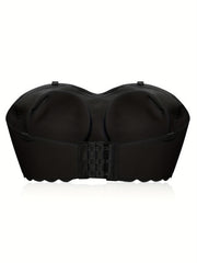 3pcs Scalloped Wireless Push Up Strapless Bra Women's Lingerie