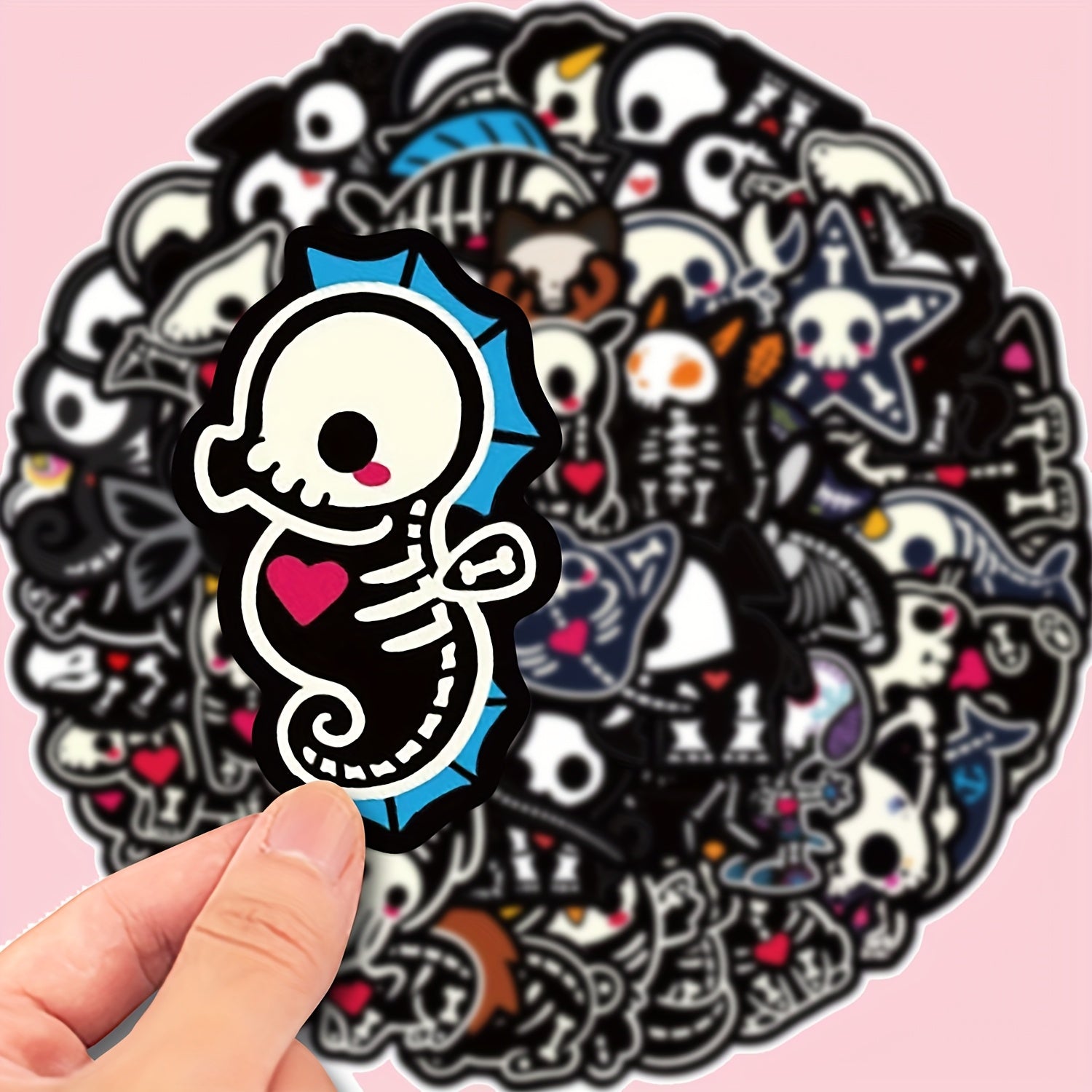 50pcs Animal Skeleton Vinyl Stickers for DIY Journals Laptops Suitcases