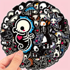 50pcs Animal Skeleton Vinyl Stickers for DIY Journals Laptops Suitcases