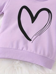 Toddler Baby Girl Love Print Set Long Sleeve Pullover Top Pants 2pcs