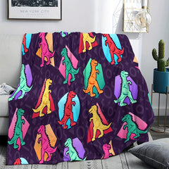Colorful Little Dinosaur Blanket for Home & Outdoor Use