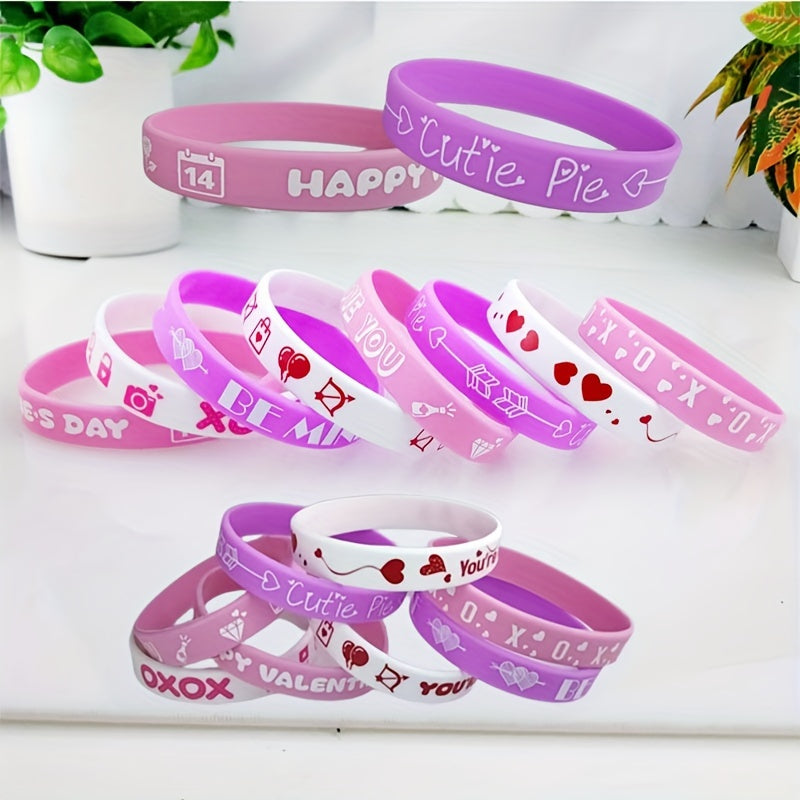 4 Pcs Random Rubber Wristband Silicone Bracelet Gift for Boyfriends Girlfriends