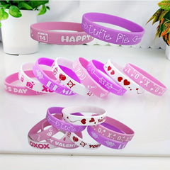 4 Pcs Random Rubber Wristband Silicone Bracelet Gift for Boyfriends Girlfriends