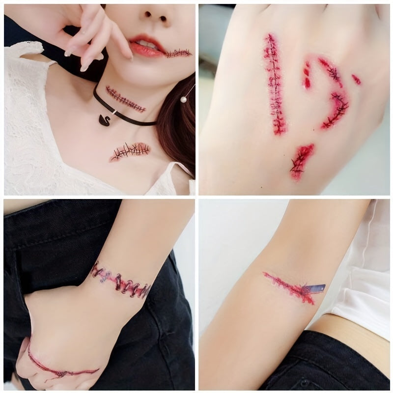 10pcs Halloween Scar Tattoo Stickers for Decoration Props