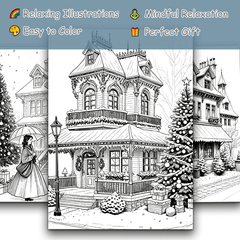 Christmas House Adult Coloring Book Snowy Scene Horse