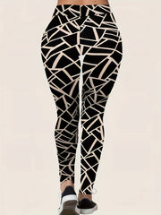 Geometric Print High Rise Skinny Trousers