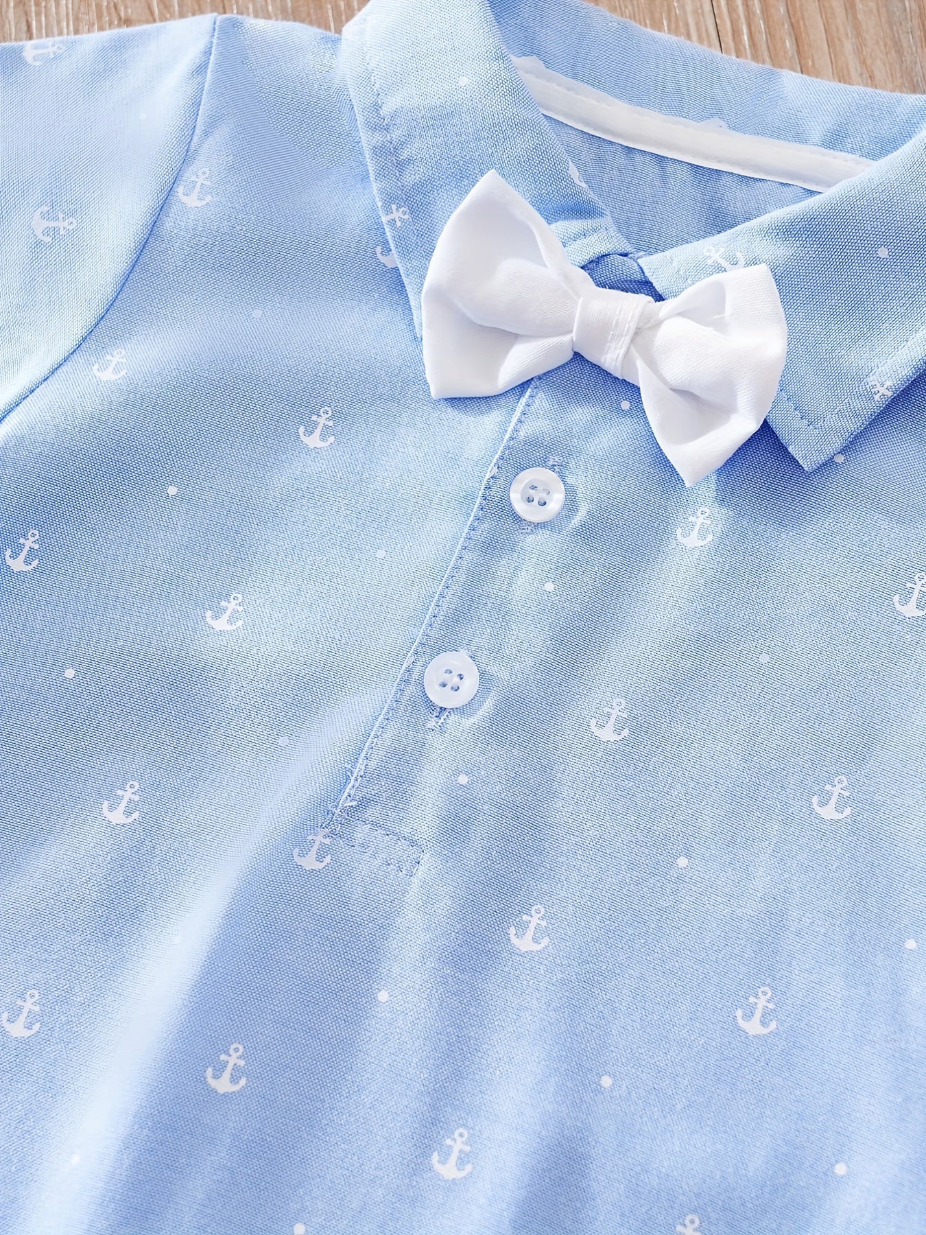 Baby Boy Short Sleeve Cartoon Bow Bodysuit