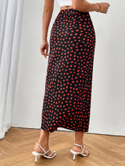 Floral Print Slit Skirt High Waist for Women