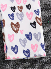 Girls Cartoon Heart Graphic Jumpsuit & Outwear Set - Summer Holiday Party