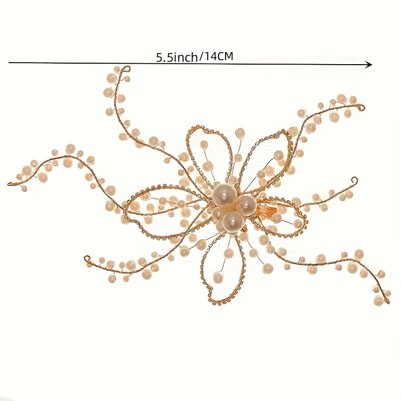 Faux Pearl Hair Clip Bridal Flower Headdress