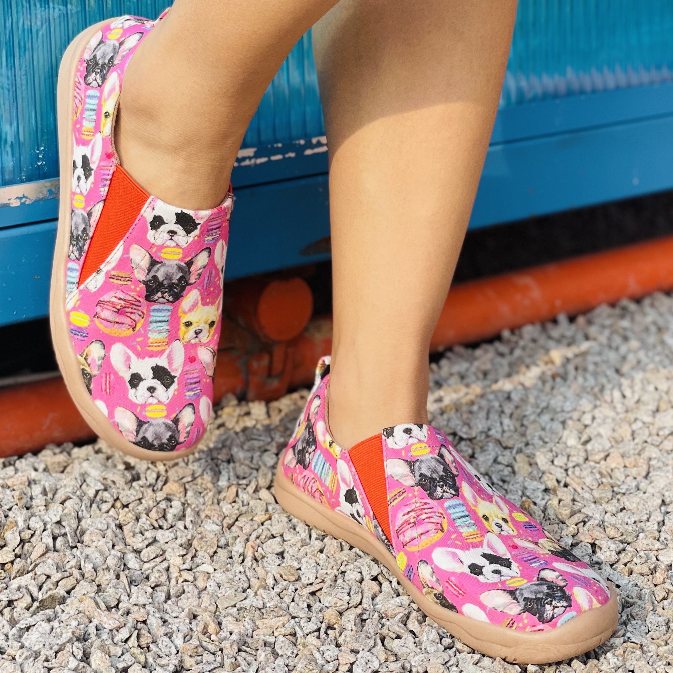 Dog Print Canvas Slip-On Loafers Casual Walking Shoes