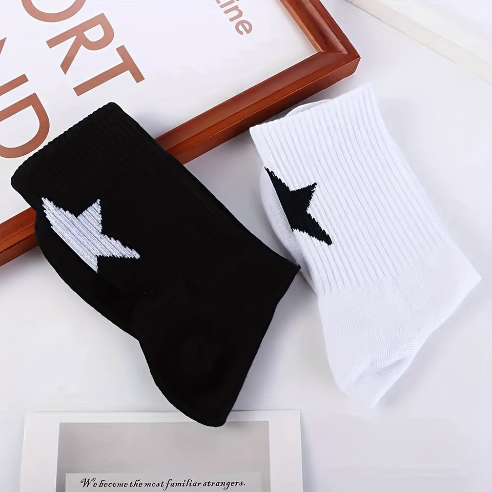 Star Print Socks: Comfy Mid Tube Women's Stockings
