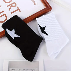 Star Print Socks: Comfy Mid Tube Women's Stockings