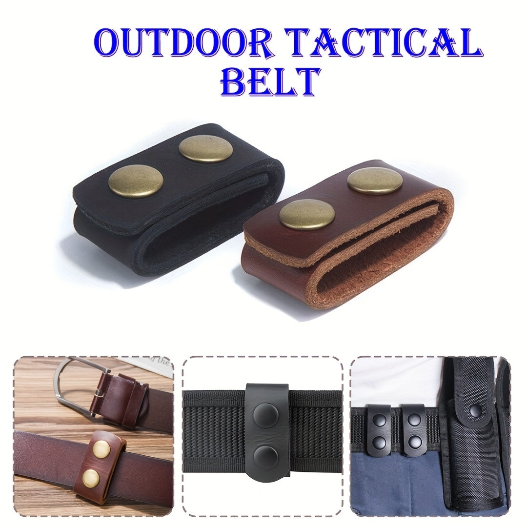 2pcs Cowhide Duty Belt Keepers with Double Snap Button