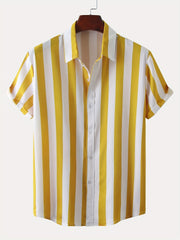 Mens Beach Style Stripe Painting Short Sleeve T-Shirt