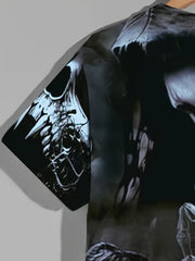 Men's 3D Skull & Tomb Tee for Summer Outdoor Activities