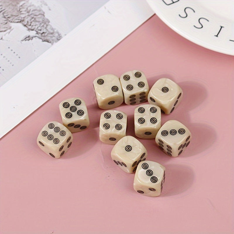 10Pcs 16mm Acrylic Ivory Dice D6 for Party Board Game