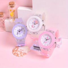 3pcs Girls Butterfly & Animal Print Watches with Glow in the Dark Dials