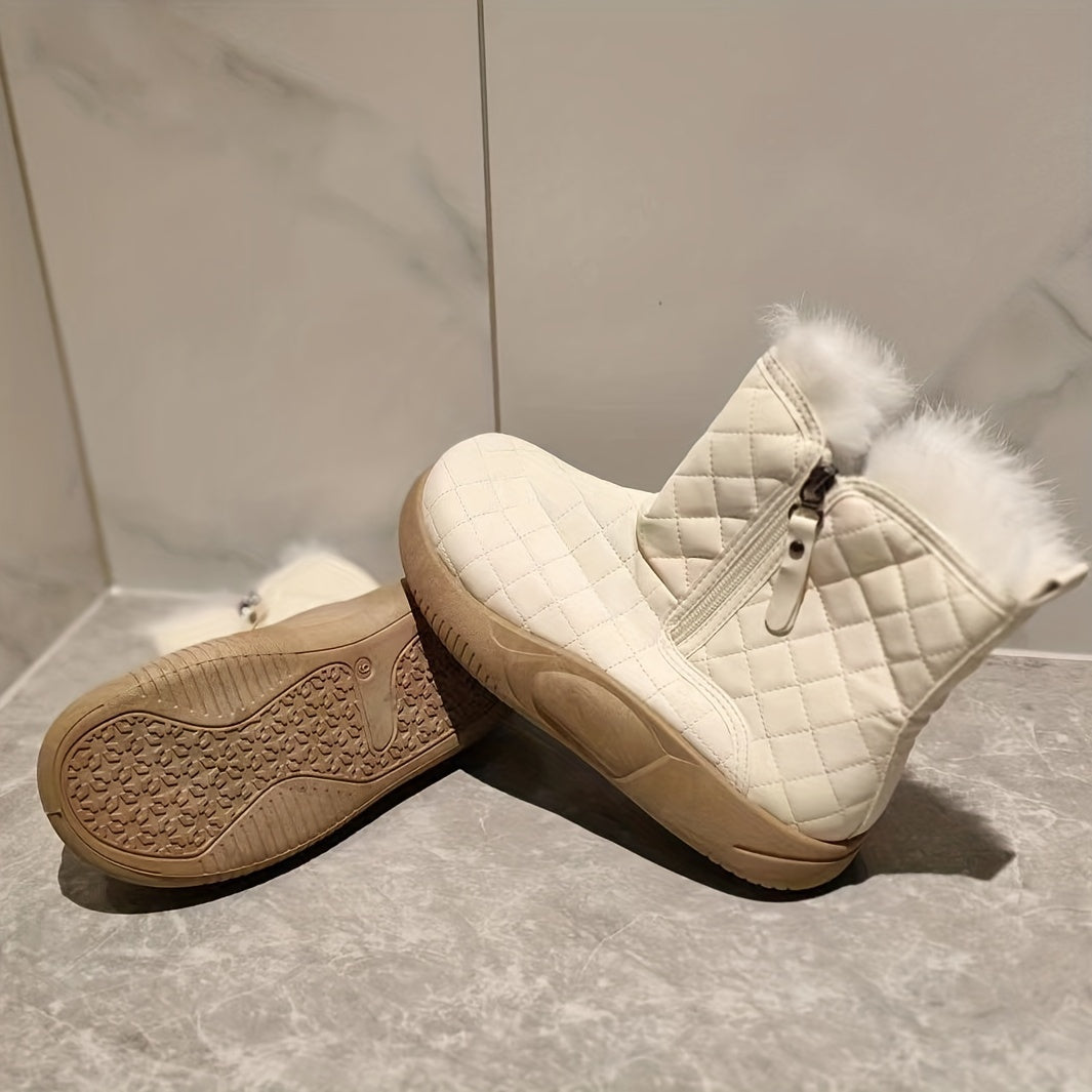 Non slip Medium Tube Zipper Snow Boots Thickened Lightweight Snow Shoes