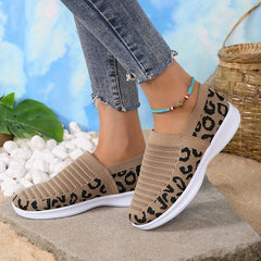 Leopard Print Slip-On Sneakers Lightweight Walking Shoes