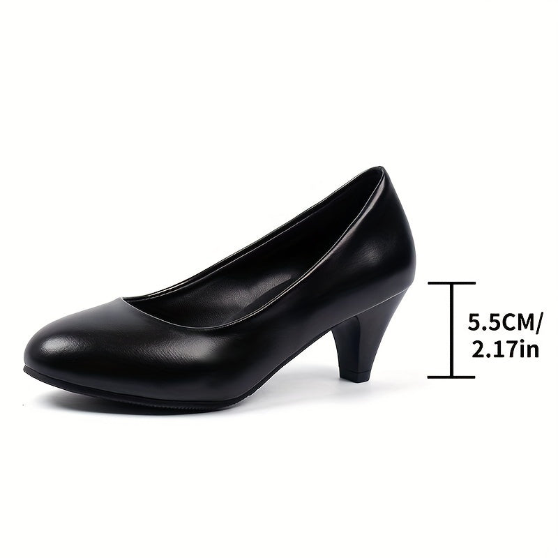 Women's Mid Heel Court Pumps French Heel Business Office Shoes