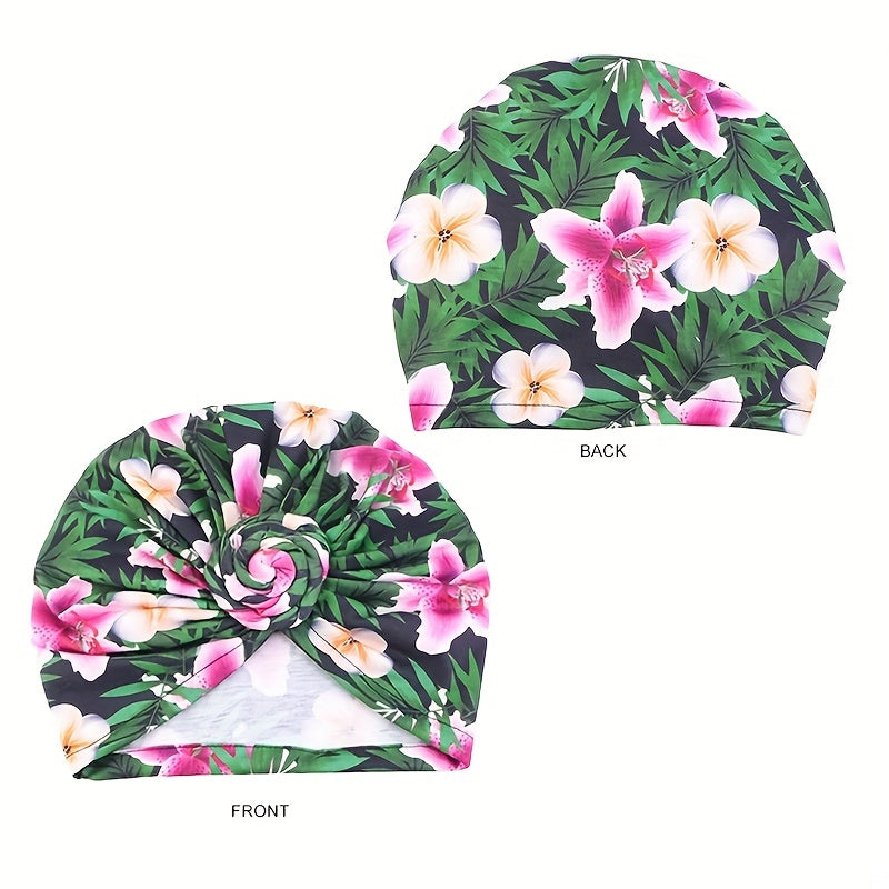 Boho Flower Leaf Print Turban Cap Head Wrap Bandana
