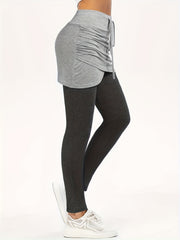 Colorblock Drawstring Skirt Pants Casual Slim Pants for Women