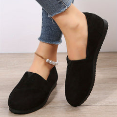 Women's Round Toe Slip On Flat Loafers Micro Suede Shoes