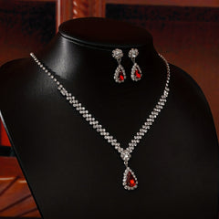 Rhinestone Pendant Necklace Earrings Set for Party Prom