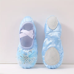 Soft Bottom Ballet Dancing Shoes for Girls with Snow Flask Decor