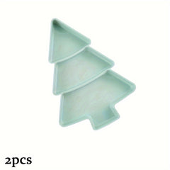 2pcs Christmas Tree Fruit Plate Divided Storage Tray