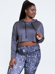 Quick Dry Long Sleeve Hoodie Crop Sports Top