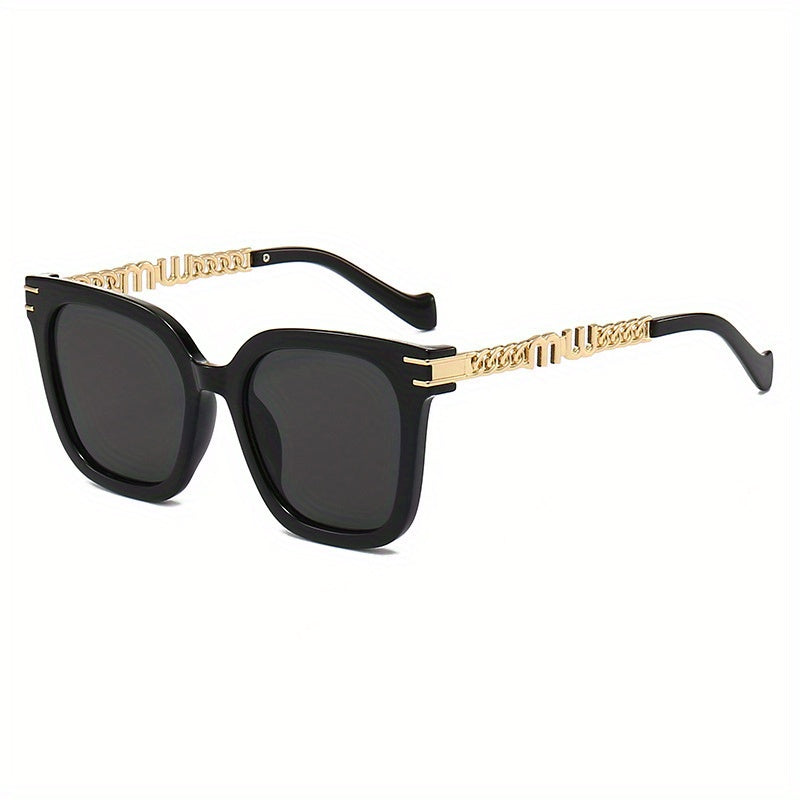 Square Sunglasses Anti Glare Glasses Mod Metal Chain UV400