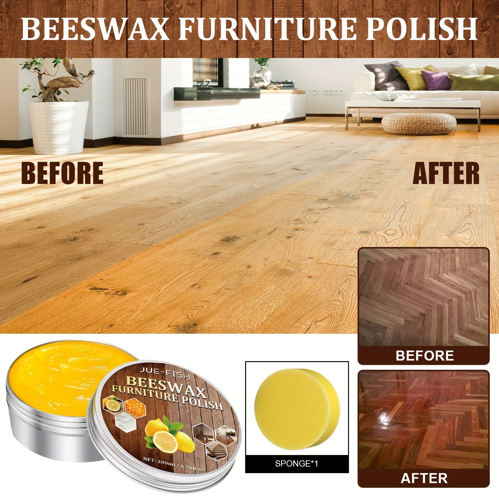 Solid Wood Furniture Polishing Wax & Sponge