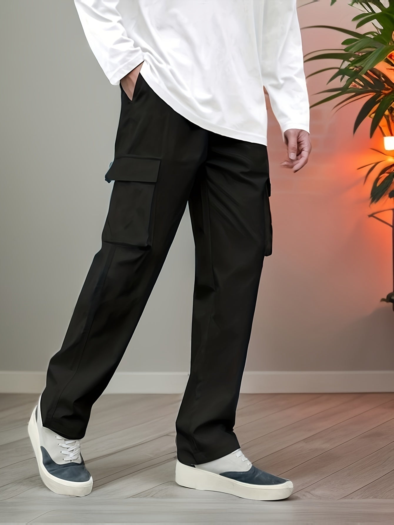 Men s Abstract Symbol Print Cropped Cargo Pants