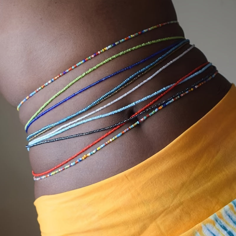 Boho Beach Waist Beads Chains for Women Layered Body Jewelry