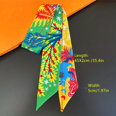 Bear & Leaf Neckerchief Casual Long Hair Ribbon Skinny Scarf
