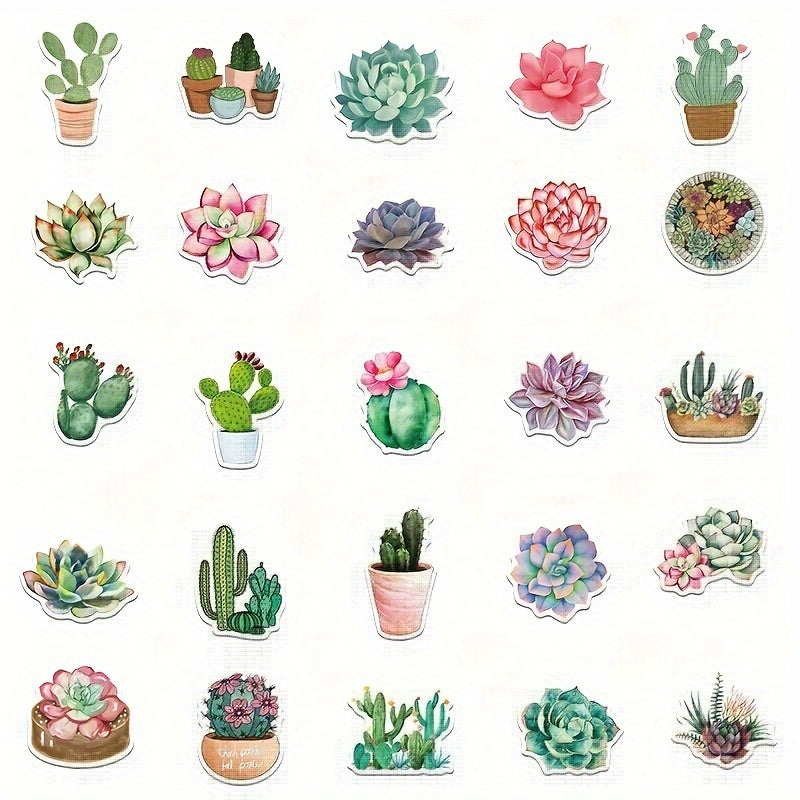 50pcs Plant Series Graffiti Stickers Waterproof DIY Handbook Sticker Pack