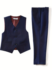 2pcs Boys Formal Outfits Pants&Vest Set For Competition Wedding Dress