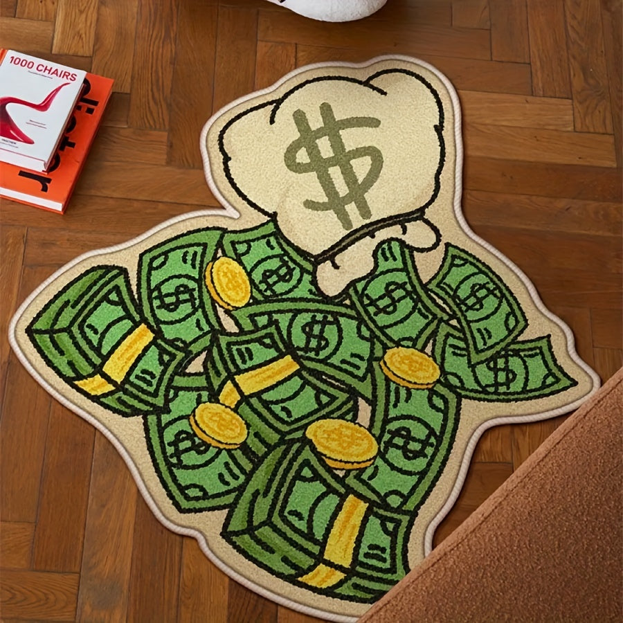 Fluffy Cartoon Money Carpet Bedroom Wool Mat Entrance Anti-slip