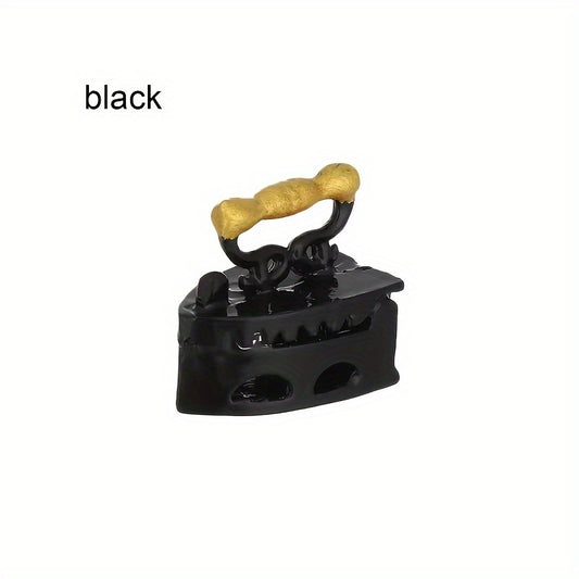 Vintage Iron Figurine Metal Tabletop Decor with Golden Handle