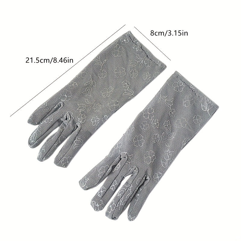 Lace Flower Gloves Elastic Thin Breathable Outdoor Driving Riding Gloves