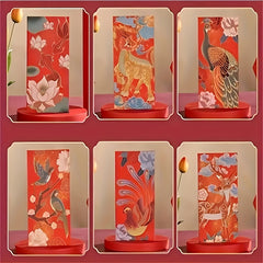 6pcs Chinese Elements Red Envelopes with Chinese Dragon Year Design