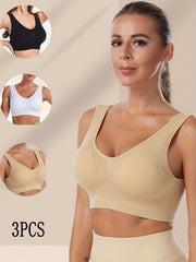 3pcs Wireless Push Up Tank Bra Soft & Comfy Lingerie