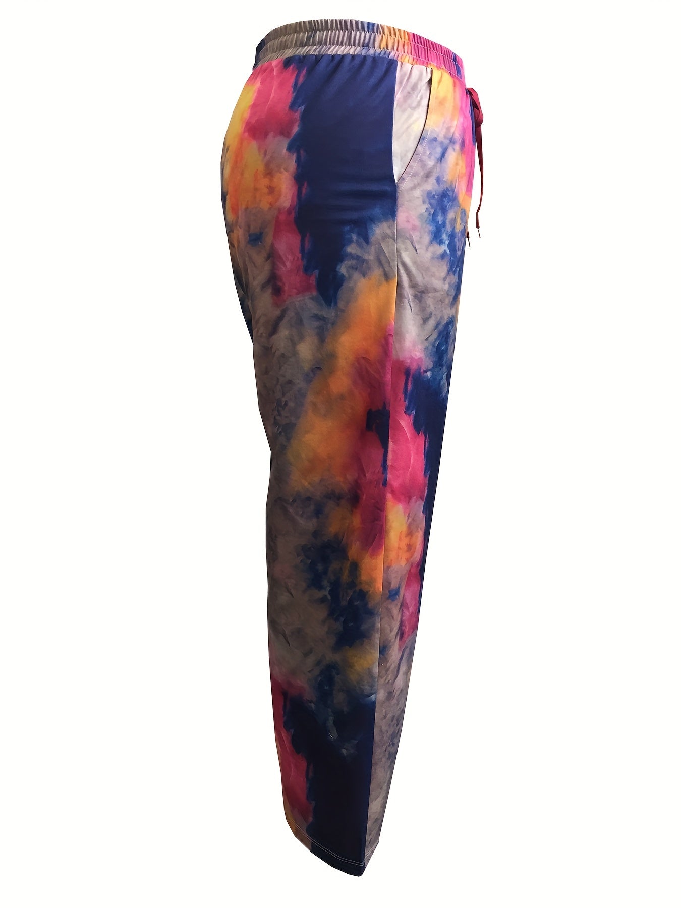 Tie Dye Wide Leg Running Pants with Pockets