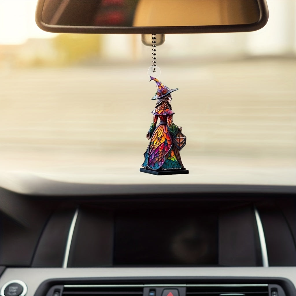 Halloween Witch Car Pendant Witch Rearview Mirror Hanging Ornament